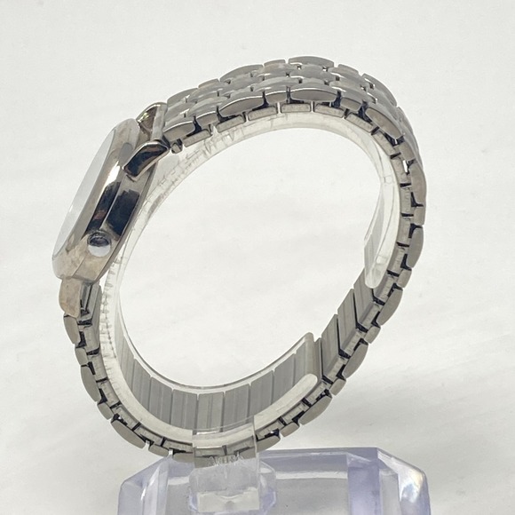 Carriage Easy Reader Watch Women 28mm Silver Tone Matte Stretch Band New Battery - Picture 5 of 14